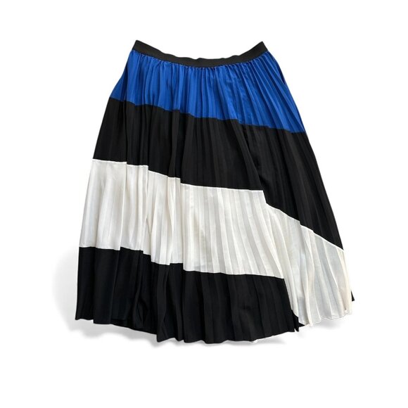 Lane Bryant Skirt Womens 18/20 Blue Black White Pleated Colorblock Maxi Plus - Picture 2 of 6